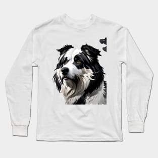 "Ink-Adorned Whimsy: Bearded Collie Canvas" Long Sleeve T-Shirt